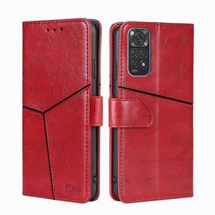 For Xiaomi Redmi Note 11 4G / Note 11S Geometric Stitching Horizontal Flip Leather Phone Case(Red)