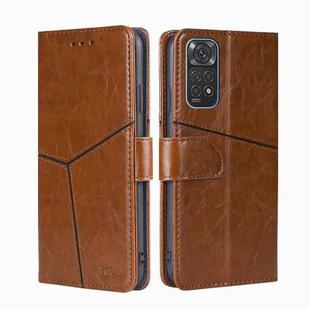 For Xiaomi Redmi Note 11 4G / Note 11S Geometric Stitching Horizontal Flip Leather Phone Case(Light Brown)