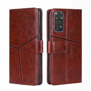 For Xiaomi Redmi Note 11 4G / Note 11S Geometric Stitching Horizontal Flip Leather Phone Case(Dark Brown)