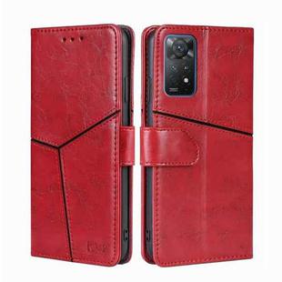 For Xiaomi Redmi Note11 Pro 4G / 5G Geometric Stitching Horizontal Flip Leather Phone Case(Red)