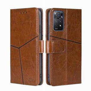 For Xiaomi Redmi Note11 Pro 4G / 5G Geometric Stitching Horizontal Flip Leather Phone Case(Light Brown)