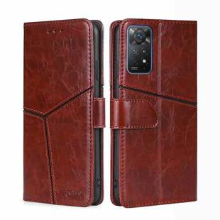 For Xiaomi Redmi Note11 Pro 4G / 5G Geometric Stitching Horizontal Flip Leather Phone Case(Dark Brown)