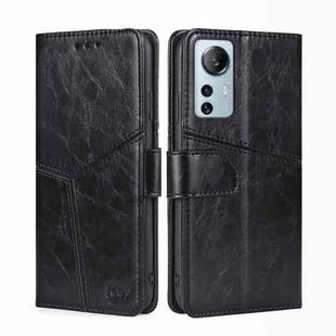 For Xiaomi 12 Lite Geometric Stitching Horizontal Flip Leather Phone Case(Black)