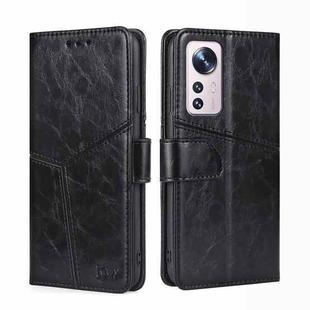 For Xiaomi 12 Pro Geometric Stitching Horizontal Flip Leather Phone Case(Black)