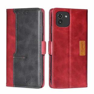For Samsung Galaxy A03 EU Edition 166mm Contrast Color Side Buckle Leather Phone Case(Red + Black)