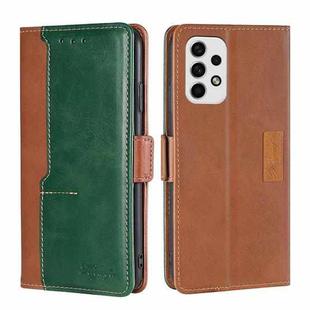 For Samsung Galaxy A23 5G Contrast Color Side Buckle Leather Phone Case(Light Brown + Green)