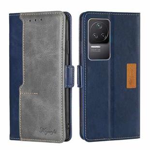 For Xiaomi Redmi K50/K50 Pro Contrast Color Side Buckle Leather Phone Case(Blue + Grey)