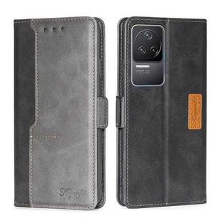 For Xiaomi Redmi K50/K50 Pro Contrast Color Side Buckle Leather Phone Case(Black + Grey)
