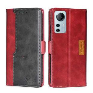 For Xiaomi 12 Lite Contrast Color Side Buckle Leather Phone Case(Red + Black)