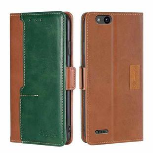 For ZTE Tempo X/Vantage/Z839/N9137 Contrast Color Side Buckle Leather Phone Case(Light Brown + Green)