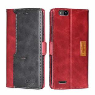For ZTE Tempo X/Vantage/Z839/N9137 Contrast Color Side Buckle Leather Phone Case(Red + Black)