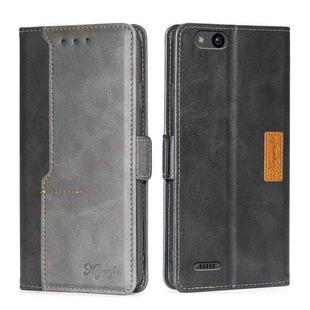 For ZTE Tempo X/Vantage/Z839/N9137 Contrast Color Side Buckle Leather Phone Case(Black + Grey)