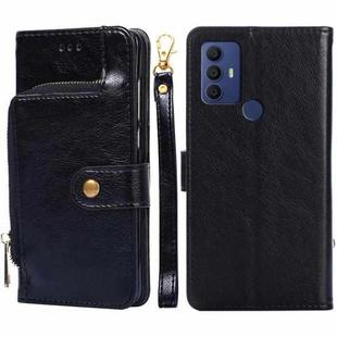 For TCL 30 SE/306/305/Sharp Aqous V6/Aqous V6 Plus Zipper Bag Leather Phone Case(Black)