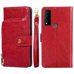 For TCL 30V 5G Zipper Bag Leather Phone Case(Red)