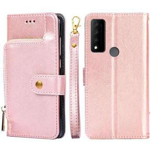 For TCL 30V 5G Zipper Bag Leather Phone Case(Rose Gold)