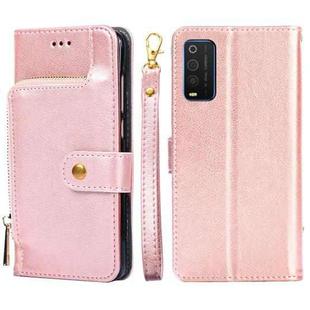 For TCL 205 Zipper Bag Leather Phone Case(Rose Gold)
