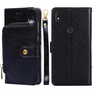 For alcatel  Axel/Lumos Zipper Bag Leather Phone Case(Black)