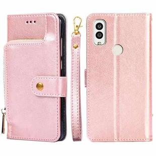 For Kyocera Android One S9 Zipper Bag Leather Phone Case(Rose Gold)