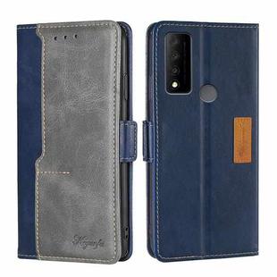 For TCL 30 V 5G/T781S Contrast Color Side Buckle Leather Phone Case(Blue + Grey)