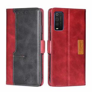 For TCL 205 Contrast Color Side Buckle Leather Phone Case(Red + Black)