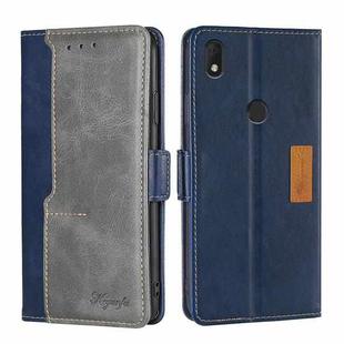 For Alcatel  Axel/Lumos Contrast Color Side Buckle Leather Phone Case(Blue + Grey)