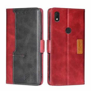 For Alcatel  Axel/Lumos Contrast Color Side Buckle Leather Phone Case(Red + Black)