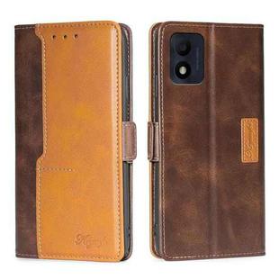 For Alcatel 1B 2022 Contrast Color Side Buckle Leather Phone Case(Dark Brown + Gold)
