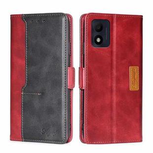 For Alcatel 1B 2022 Contrast Color Side Buckle Leather Phone Case(Red + Black)