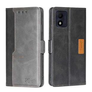 For Alcatel 1B 2022 Contrast Color Side Buckle Leather Phone Case(Black + Grey)