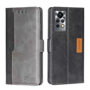 For Infinix Hot 11S/X6812 Contrast Color Side Buckle Leather Phone Case(Black + Grey)