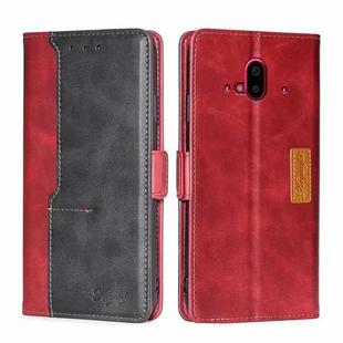 For Fujitsu Arrows F-52B Contrast Color Side Buckle Leather Phone Case(Red + Black)