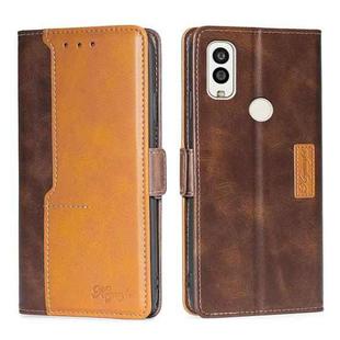 For Kyocera Android One S9/KC S304/Digno Sanga Edition Contrast Color Side Buckle Leather Phone Case(Dark Brown + Gold)