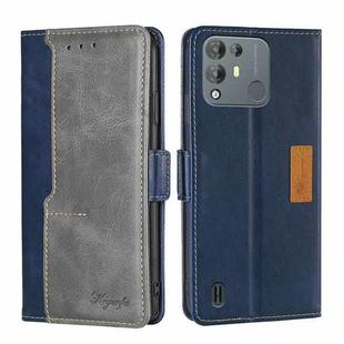 For Blackview A55 Pro Contrast Color Side Buckle Leather Phone Case(Blue + Grey)