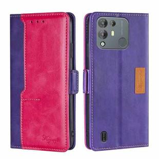 For Blackview A55 Pro Contrast Color Side Buckle Leather Phone Case(Purple + Rose Red)