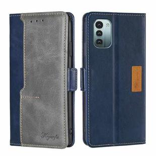 For Nokia G21/G11 Contrast Color Side Buckle Leather Phone Case(Blue + Grey)