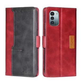For Nokia G21/G11 Contrast Color Side Buckle Leather Phone Case(Red + Black)