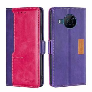 For Nokia X100 Contrast Color Side Buckle Leather Phone Case(Purple + Rose Red)