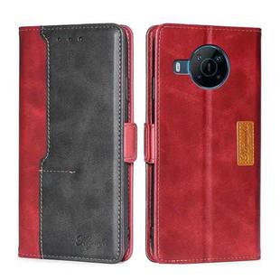 For Nokia X100 Contrast Color Side Buckle Leather Phone Case(Red + Black)