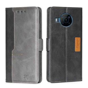 For Nokia X100 Contrast Color Side Buckle Leather Phone Case(Black + Grey)