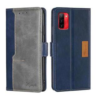 For Ulefone Note 12P Contrast Color Side Buckle Leather Phone Case(Blue + Grey)