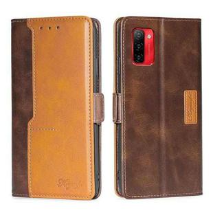 For Ulefone Note 12P Contrast Color Side Buckle Leather Phone Case(Dark Brown + Gold)