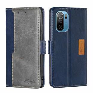 For Ulefone Note 13P Contrast Color Side Buckle Leather Phone Case(Blue + Grey)