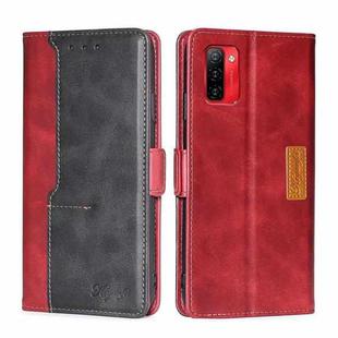 For Ulefone Note 13P Contrast Color Side Buckle Leather Phone Case(Red + Black)