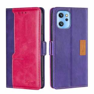 For UMIDIGI A13/A13 Pro/A13S Contrast Color Side Buckle Leather Phone Case(Purple + Rose Red)