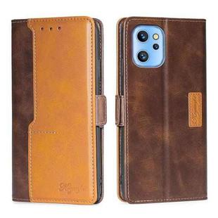 For UMIDIGI A13/A13 Pro/A13S Contrast Color Side Buckle Leather Phone Case(Dark Brown + Gold)