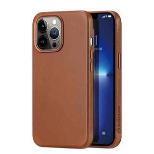 For iPhone 13 Pro Max DUX DUCIS NAPLES Series Genuine Leather MagSafe Magnetic Phone Case (Brown)