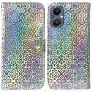 For OnePlus Nord N20 5G Colorful Magnetic Buckle Leather Phone Case(Silver)