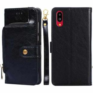 For Sharp Simple Sumaho 6 Zipper Bag Leather Phone Case(Black)