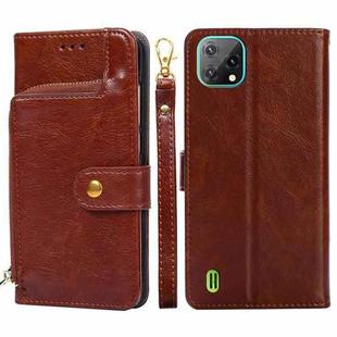 For Blackview A55 Zipper Bag Leather Phone Case(Brown)