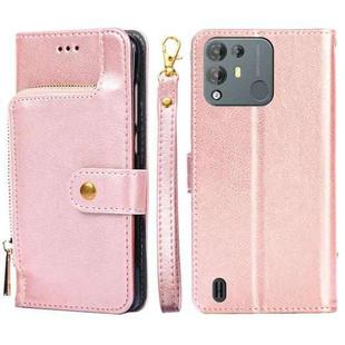 For Blackview A55 Pro Zipper Bag Leather Phone Case(Rose Gold)